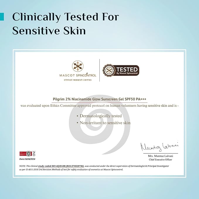 Pilgrim 2% Niacinamide Glow Sunscreen SPF 50 PA+++ | Lightweight, Hydrating & Non-Greasy | Helps Reduce Tanning & Improve Skin Tone | Suitable for Daily Use | 1.76 Oz (50gm)