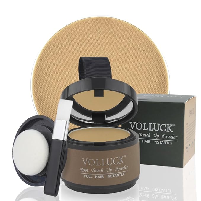 VOLLUCK Root Touch up Powder, Instant Hairline Powder for Thinning Areas and Gray Hair Coverage, Natural and Non-greasy Root Cover up for Women and Men (Blonde, 0.14 Ounce)