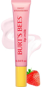 Burt’s Bees Stocking Stuffers, Lip Milk, Daily Lip Moisturizer, Sweet Strawberry, Vitamin Enriched Moisturizing Lip Balm with Almond Milk and Jojoba Oil, Hydrating for Softer Lips, 1 Tube, 0.34 Fl Oz