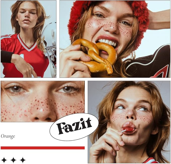 Fazit Makeup Patches - Red Speckles - Glow Up Make-Up Patches - Cute Glitter Makeup Accessories for Women - Cosmetic Glitter for Face