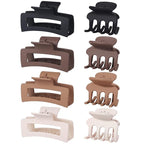 Medium Hair Clips for Women 8 Pcs Small Claw Clips for Thin and Thick Hair 2 Styles Hair Claw Clips Combination Rectangle Banana Jaw Hair Accessories for Women and Girls (Brown)