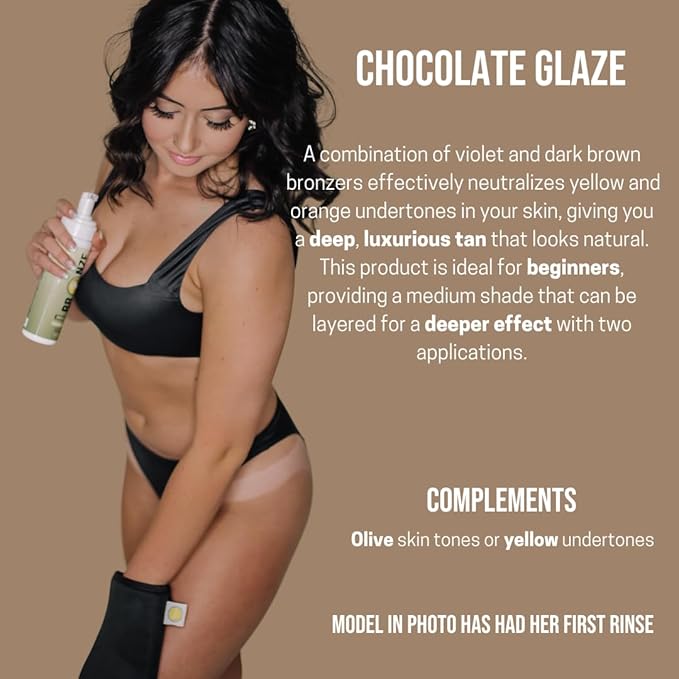Chocolate Glaze Self-Tanning Mousse – Rich Medium Bronzed Foam | Streak-Free, Non-Sticky, Unscented | Instant Dark Chocolate Glow for Face & Body, With Natural Colour-Fix Technology