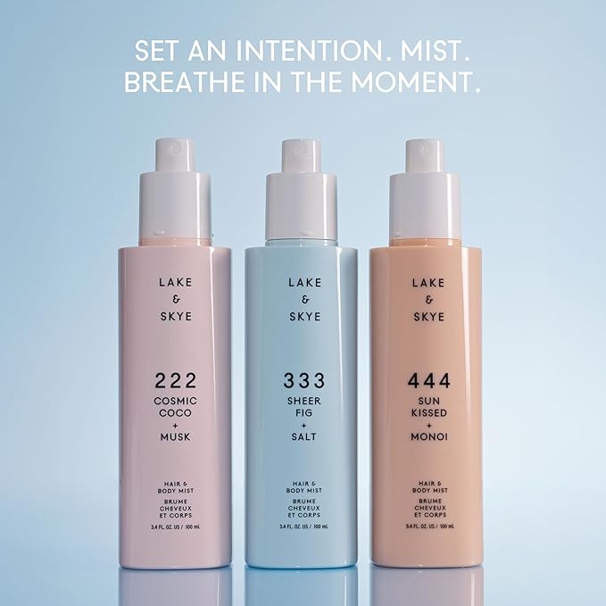Lake & Skye 444 Sunkissed + Monoi Hair & Body Mist 3.4 FL OZ (100 mL), Bergamot, Pineapple, Jasmine, Musk, Sandalwood, Hydrating