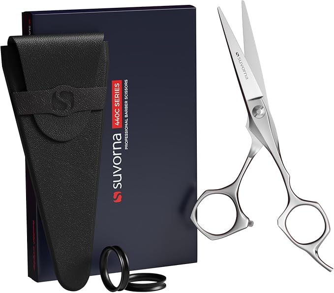 Suvorna 5.5" Hair Scissors Professional - Barbers Scissors for Hair Cutting - Sharp Razor Edge Hair Cutting Scissors to Cut Hair - Japanese 440C Stainless Steel Hair Shears for Women and Men