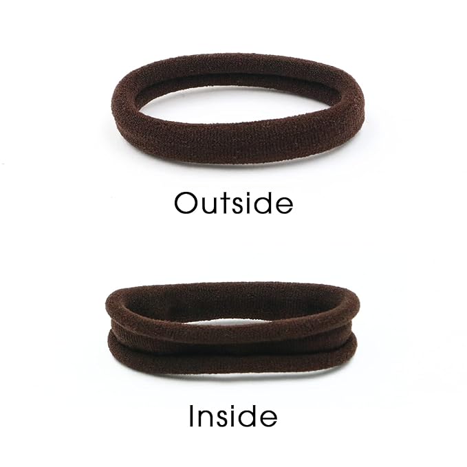 HOYOLS Soft Seamless Hair Ties, Dark Brown Stretch Elastic Ponytail Holders Bands for Women Thick Hair No Slip and Pull No Damage Scrunchies Headbands 100 Pcs (Espresso)