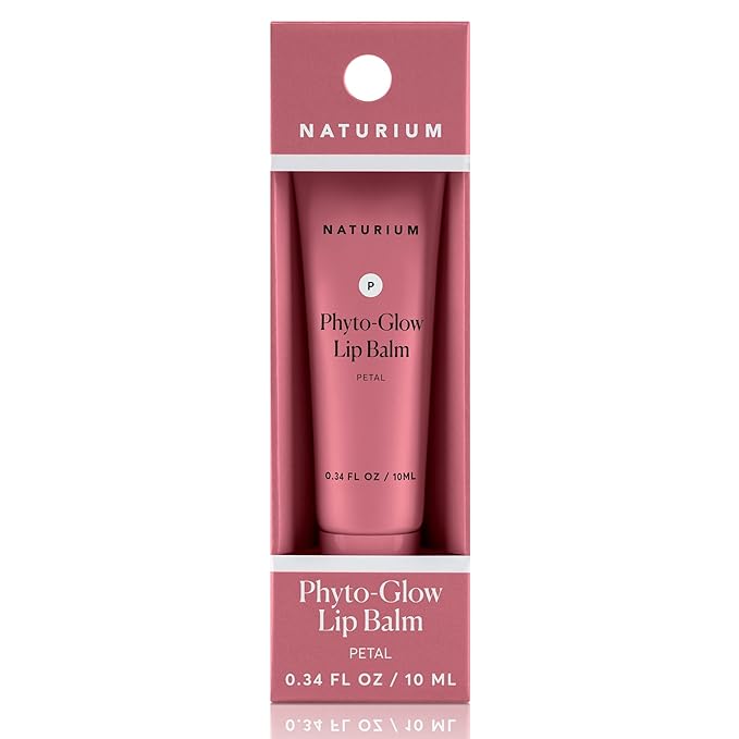 Naturium Phyto-Glow Lip Balm, Hydrating Lip Care with a Glossy Finish, 0.34 oz Petal