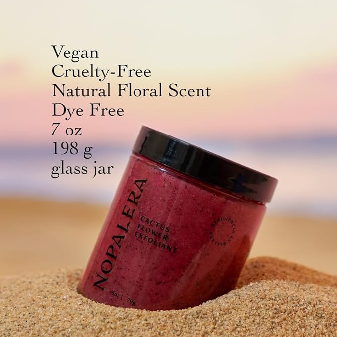 Nopalera Hibiscus Cactus Flower Exfoliant - Exfoliating Face & Body Scrub, 3-in-1 Cleanser, Exfoliator, & Moisturizer, Vegan, Cruelty-Free, Natural Floral Scent, Dye Free, 6 oz.