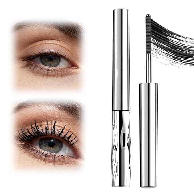Iron Wand Mascara, Waterproof Metal Wand Mascara Volume and Length, Brushless Mascaras for Long Lasting No Clumping 3D Curling Eyelash (Black)