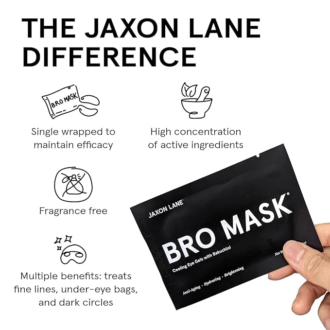 BRO MASK Under Eye Patches for Men with Hydrogel (6 pairs) - Anti-Aging Korean Eye Masks for Dark Circles and Puffiness- Puffy Under Eye Treatment - Perfect Skin Care Stocking Stuffers for Men