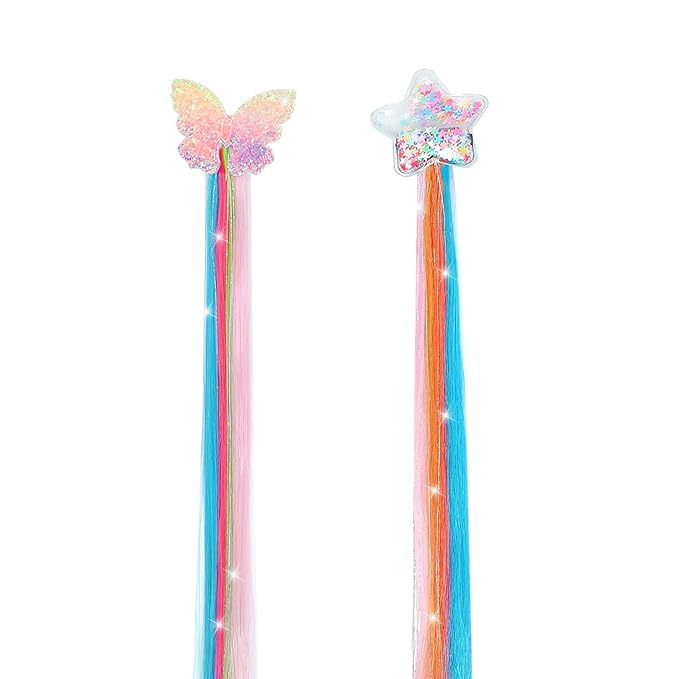 6 Pcs Unicorn Hair Bows Hair Clips For Girls Rainbow Hair Extensions For Kids Toddler Kids Ponytails Hand-made Cute Glitter Hair Accessories