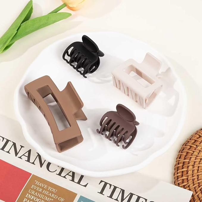 3 Styles Hair Clips for Women - 12 PCS Small Medium Big Claw Clips for Thin Thick Hair, Neutral Colors
