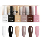CANNI 9ml Hema-Free White Black Fall Gel Nail Polish Set- 6Pcs White Black Nude Pink Brown Fall Colors Gel Polish Kit, Soak Off LED Nail Gel Manicure Kit DIY at Home Salon Gifts for Women Girls