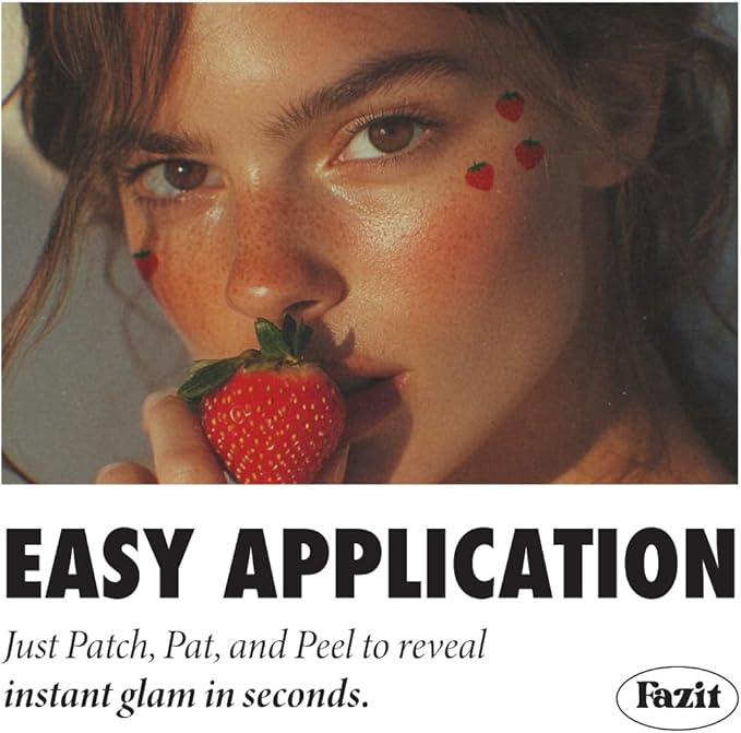 Fazit Makeup Patches - Strawberry Speckles - Glow Up Make-Up Patches - Cute Glitter Makeup Accessories for Women - Cosmetic Glitter for Face