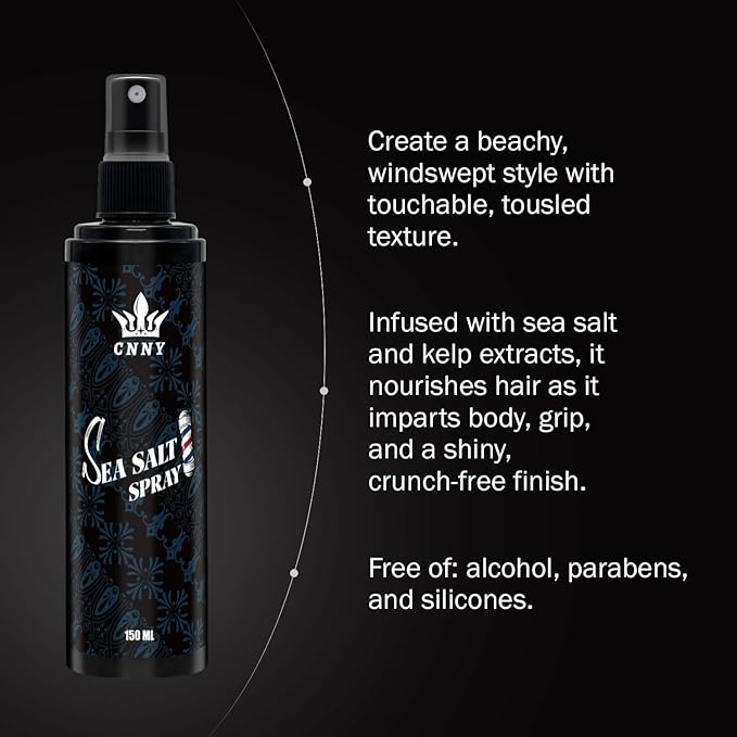 CNNY Sea Salt Spray for Hair Texturizing & Volume | 150ml Lightweight Natural Hold | Salt Spray for Men and Women with Beachy Waves, Adds Lift & Flexible Control to Medium-Long Hair