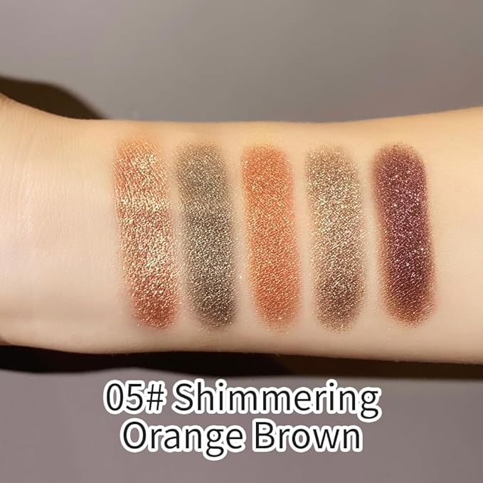 Glitter Shimmer Eyeshadow Palette – High Pigment Sparkly Metallic Eye Makeup Rose Quartz, Silver Champagne, Coral Pink, Taupe Gold & Plum Silver Shades, Long-Lasting Festival Party Eye Glitter Palette