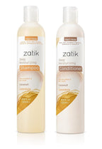 Zatik Naturals - Deep Moisturizing Shampoo + Conditioner Set - Coconut & Calendula, for Colored, Dry damaged Hair, Biodegradable, pH Balanced, FREE from Parabens, fragrances, 10.8 fl oz (One of Each)