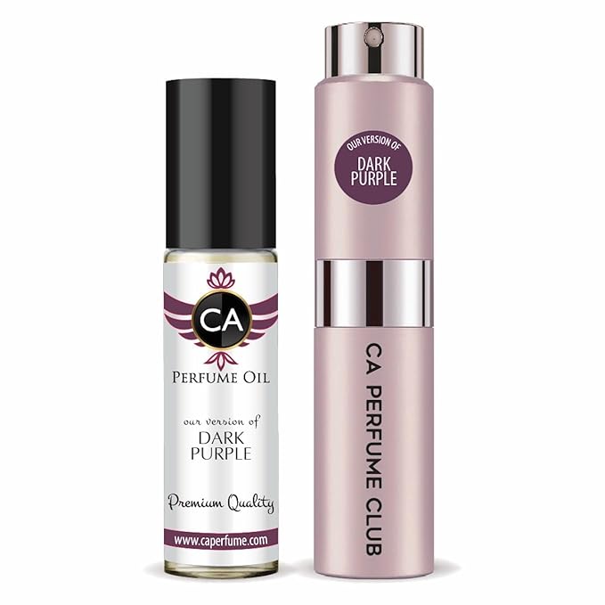CA Perfume Duo Impression of Dark Purple For Women Perfume Layering Set Long Lasting Travel Size EDP + Body Oil Roll-On Bottle 0.27 Fl Oz+0.33 Fl Oz