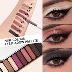 Rose Mauve Brown Eyeshadow Palette – 9 Matte & Shimmer Shades in Orchid Mauve, Berry Brown, Rose Pink & Copper – High Pigment, Blendable, Long-Lasting Natural to Glam Smokey Eye Looks