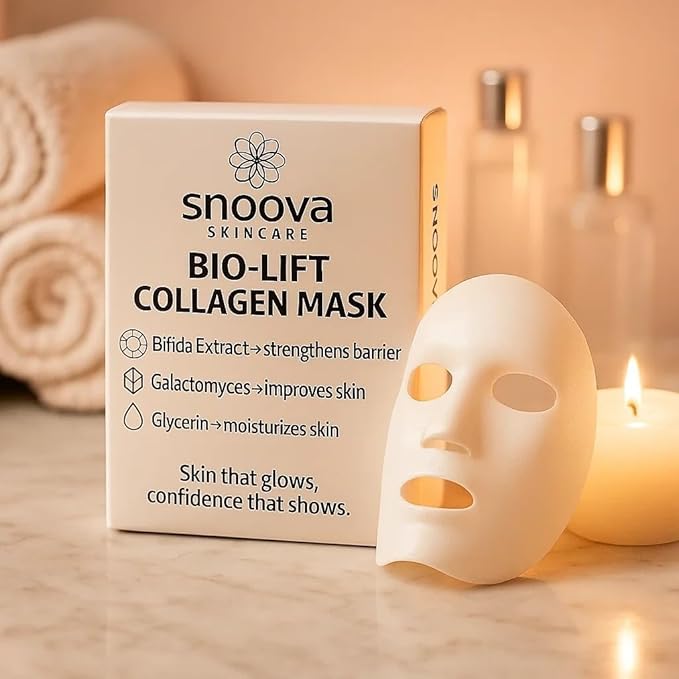 Snoova Bio-Lift Collagen Jelly Mask – White 2-Piece Hydrogel Sheet Mask for Hydrating, Firming & Barrier Support (4 Pack) (White Collagen)