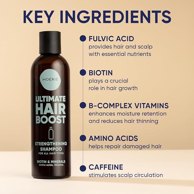 Moerie Ultimate Hair Growth Shampoo – For Longer, Thicker, Fuller Hair - Vegan Friendly Volumizing Hair Products – Paraben & Silicone Free – All Hair Types – Reverse Hair Loss – 8.45 fl oz, Double Set