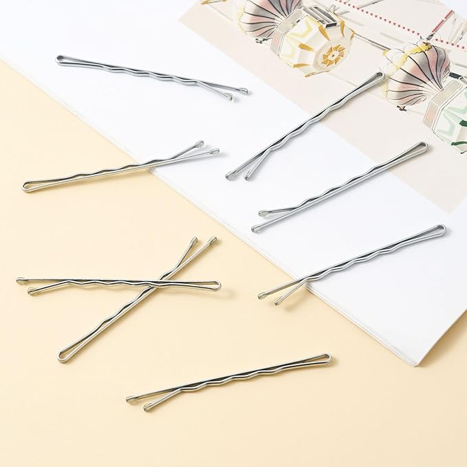 200 Pcs 2.2 Inch Wave-Shaped Bobby Pins Silver Metal Hair Pins Hair Accessories for Women Stylists Hair Sticks Girl
