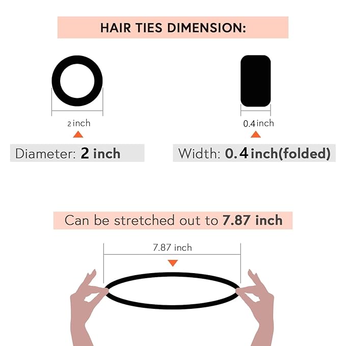 Large Stretch Thick Hair Ties for All Hair Types Seamless Glitter Hair Ponies Elastics Ponytail Holders Hair Scrunchies for Thick Hair Hair Accessories Women Girls 20-Pack