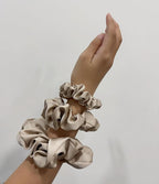 3 Pieces Satin Scrunchies Set for Hair No Crease Elastic Hair Ties for Women and Girls (Taupe)