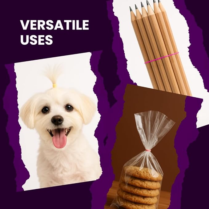 Beauty Town Hair Tie Rubber Bands - 1000pcs/500pcs Soft Stretchy Elastic Bands for Braids, Ponytails & Bun