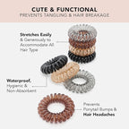 Kitsch Spiral Hair Ties for Women - Creaseless and Dent-free Coil Hair Ties No Damage, Phone Cord Coils | Made of Flexible and Durable Plastic | Ideal Gifts for Women - 4pcs (Brunette)