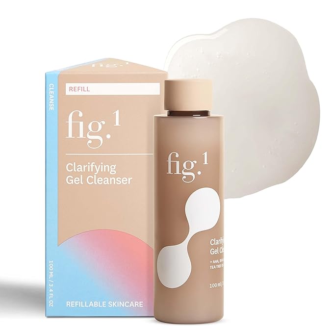 Fig.1 Clarifying Gel Cleanser Refill | AHA BHA Tea Tree Oil Formula for Oily & Sensitive Skin Face wash, Deep Pore Cleansing, Dermatologist Tested for Acne Prone, Vegan & Refillable Solution, 100ml