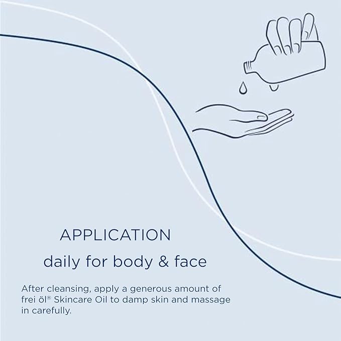 frei öl skincare oil – fast absorbing, softens and smooths – against scars, stretch marks and pigment spots with vitamin A & vitamin E oil, microbiome-friendly and vegan, 200 ml / 6.76 Fl Oz