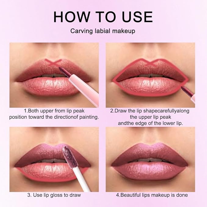 Kaely 2-in-1 Light Plum Red Metallic Lipstick and Lip Liner Makeup, Shimmer Liquid Metallic Lipsticks for Women, Glitter Lip Gloss Stain Long Lasting Waterproof Smudge Proof 24 Hour, Cruelty-Free 28