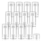 12 Pieces 15g Clear Plastic Deodorant Containers,Empty 1/2 oz Travel Lip Balm Tubes,Refillable Twist-UP Solid Perfume Tubes,Lipstick Tubes for DIY