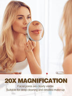 20X Magnifying Mirror with 2 Suction Cups, 3.5 inches Magnified Makeup Mirror and Slant Tweezers,Grey,1PC