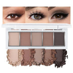 Matte Neutral Cool Brown Eyeshadow Palette,5-Color Matte Taupe Beige Clay Mocha Charcoal Shades,Blendable Long-Lasting Cool-Tone Nude Smokey Eye Shadow Palette for Daily Natural & Mature Eyes