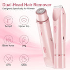2025 New Bikini Trimmer for Women, 2 in 1 Dual Head Body Bikini Shaver, Ultra Low Silent, Painless & Cordless Hair Removal for Body , IPX7 Waterproof & Easy Cleaning for Shower & Travel (Pink)