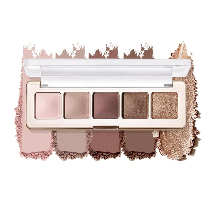 5-Color Eyeshadow Palette, Matte & Shimmer Neutral Browns, Low Saturation High Pigment, Blendable Buildable Waterproof, Smooth Skin-Friendly, 3#