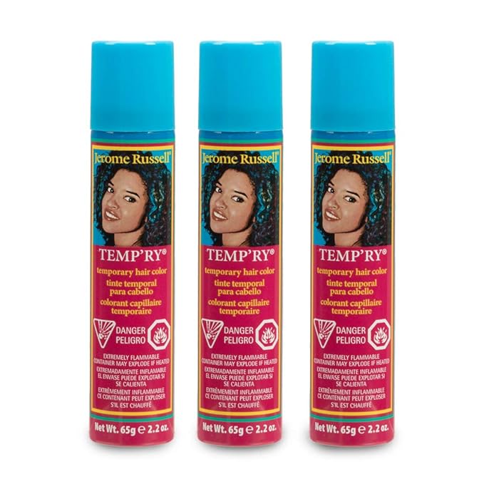 Jerome Russell Temp'ry Spray-on Blue Hair Color, 2.2oz x 3 pack