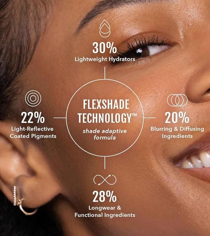 No Makeup Makeup Long-Lasting Lightweight Foundation & Brush Duo | Cruelty-Free, Fragrance-Free, Buildable, Transfer-Proof Liquid Makeup (Deep)