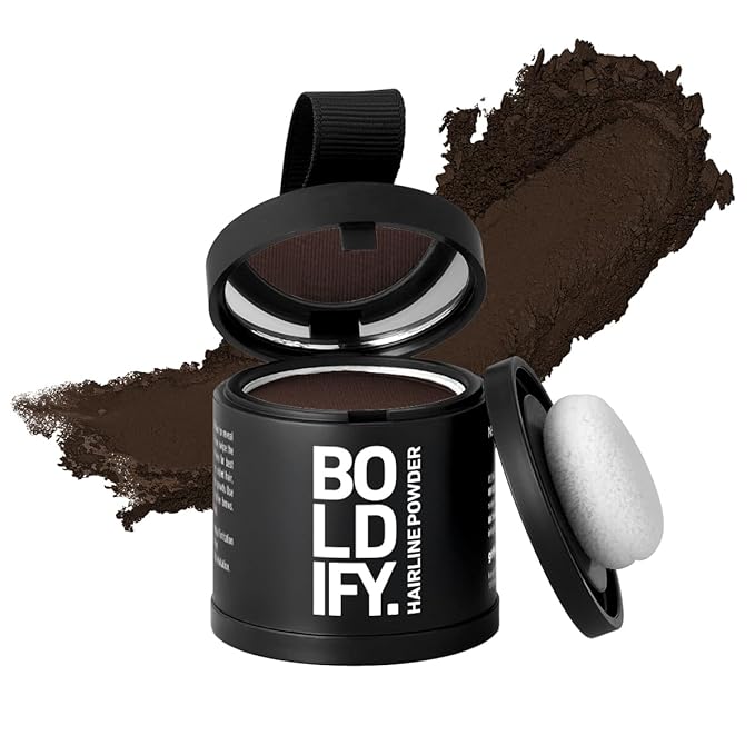 BOLDIFY Hairline Powder (LARGE, 10g) - Root Touch Up Hair Color for Gray Coverage - Bald Spot Concealing Hair Powder for Women & Men - 24-Hour Stain-Proof - Hazel Brown