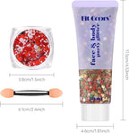 Christmas Face Body Hair Glitter Gel, Gold White Red Sliver Snowflake Holographic Colorful Chunky Festival Rave Accessories Glitter Makeup, 6 Kinds of Sparkling Sequins for Christmas