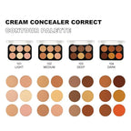 Corlo Contour Palette Concealer Correct, 6 Colors Cream Concealer Full Coverage Foundation Palette for Dark Circles Makeup (Dark)