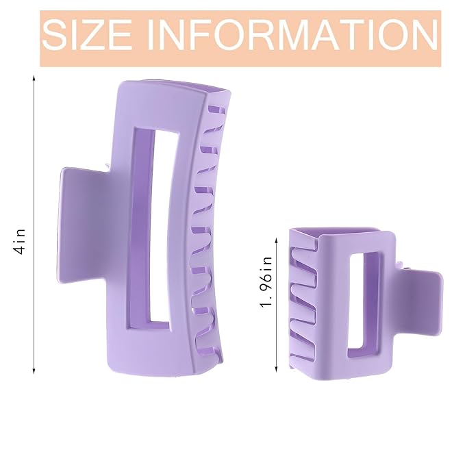 12 Pack Square Colorful Hair Clips, Big and Small Neutral Rectangle Claw Clips, Non-slip Matte Hair Clips for Women,Strong Hold jaw clip for Thick Thin Hair Silver Brown White Pink