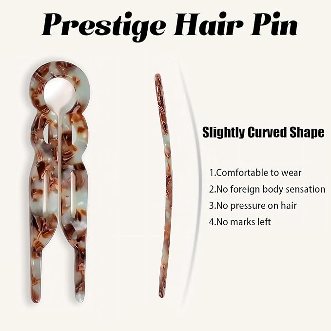 3PCS Prestige Hair Pin for Women, U-shaped Flat Clips, New French Hair Accessories HairPin, Strong Durable, Strong Hold Hair Fork for Women Buns, All Hair Styling Accessories Suitable (Medium 3.5in)