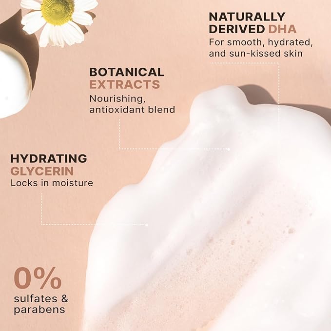 Self Tanner Mousse - USA Made with Natural & Organic Ingredients, Self Tanning Mousse for Fake Tan, Sunless Tanner for Pale Skin, Clear & Non Toxic Tanning Foam for Streak Free Finish, No Orange Color