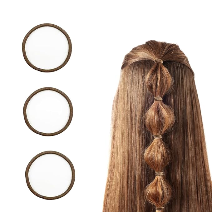 200 Pieces No Crease Elastic Hair Ties,2.5 cm in Diameter Small Hair Elastics,Baby hair Ponytail Holders for Women,Girls and Kids(2 mm x 2.5 cm, Brown)