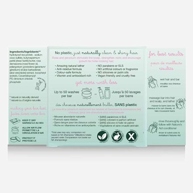 Natures Aid Volumizing Natural Rice Water Shampoo (Rose Geranium)