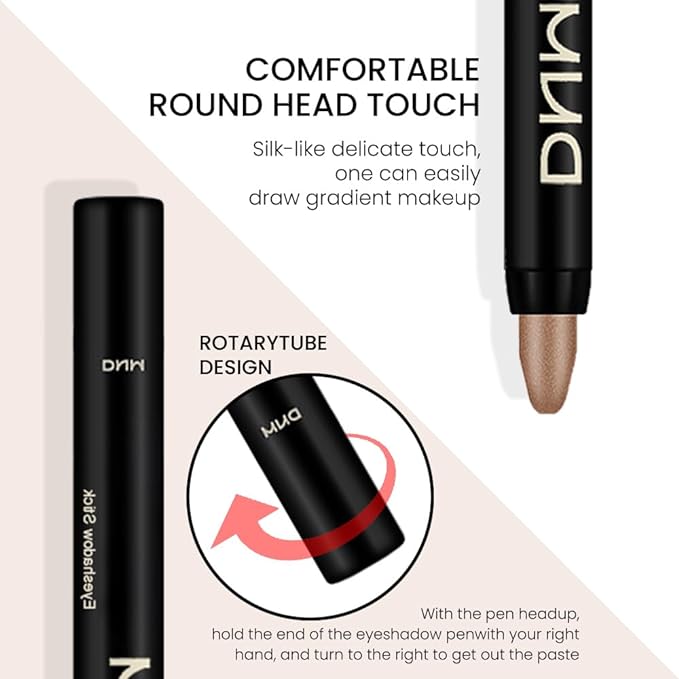 8Pcs Cream Eye Shadow Brightener Stick Makeup Set, Champagne Pearl Taupe Bronze Cocoa Stone Putty Smoky Amethyst Shimmer Matte Eyeshadow Eyeliner Pencil Applicator Stick Palette Makeup for Older Women