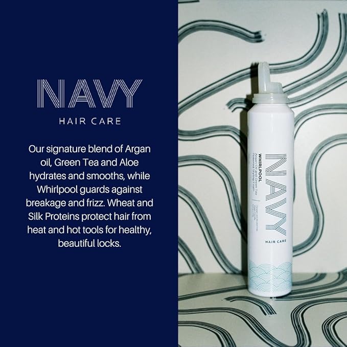 NAVY Hair Care Whirlpool Styling Foam for Curly Hair | Made with Argan Oil and Green Tea for Frizz Control | 6 oz