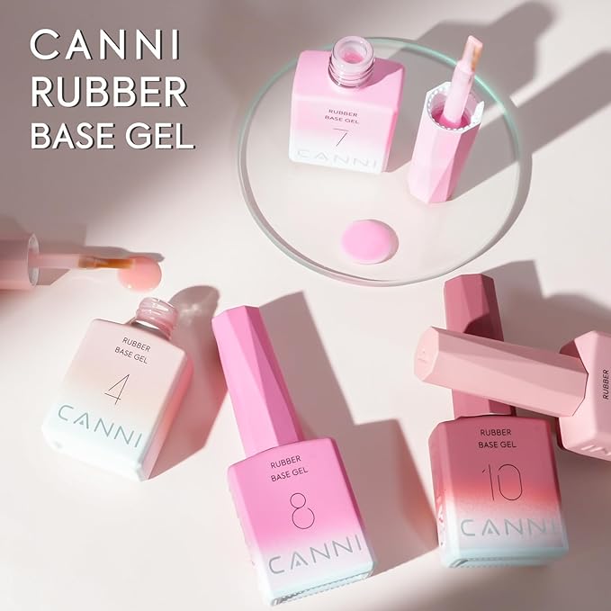 CANNI Rubber Base Gel Nail Polish Set- 6 Pcs 9 Ml Transparent Pink Rubber Base for Nails, Soak Off LED Nail Gel Manicure Kit DIY at Home Salon Gifts